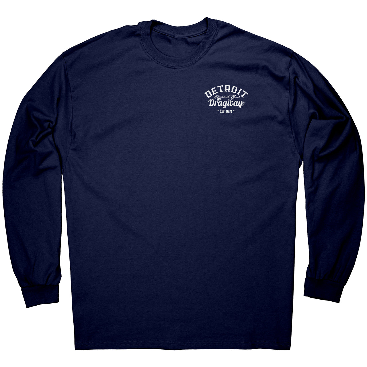 #Dragway® Checkered Flags Long Sleeve T-Shirt Image On The BACK